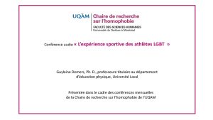 Conférence: «L’expérience sportive des athlètes LGBT»