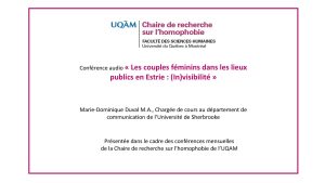 Conférence: «Les couples féminins dans les lieux publics en Estrie: (in)visibilité» (audio)