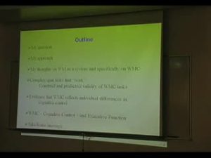 Conférence «Working Memory Capacity as a Trait and State Variable»