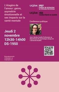 Conférence: «L&rsquo;étagère de l&rsquo;amour: genre, asymétrie émotionnelle et ses impacts sur la santé mentale